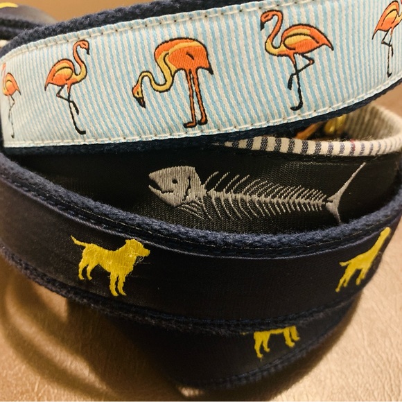 Lot Of 3 Leather Man Limited Men's Canvas Leather Belts Dog Fish Bird Sz 46 - Picture 1 of 13